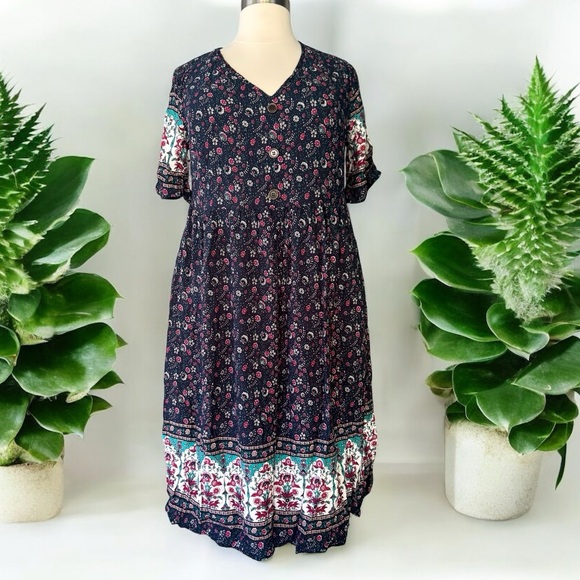 BloomChic Dresses & Skirts - NWT! bohemian detail elastic waist pocket dress size 14-16 or 1X